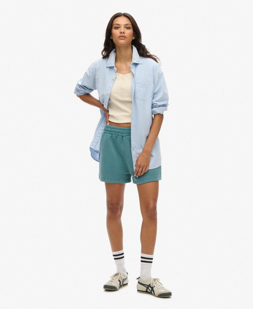 vintage wash sweat shorts in hydro dark turquoise