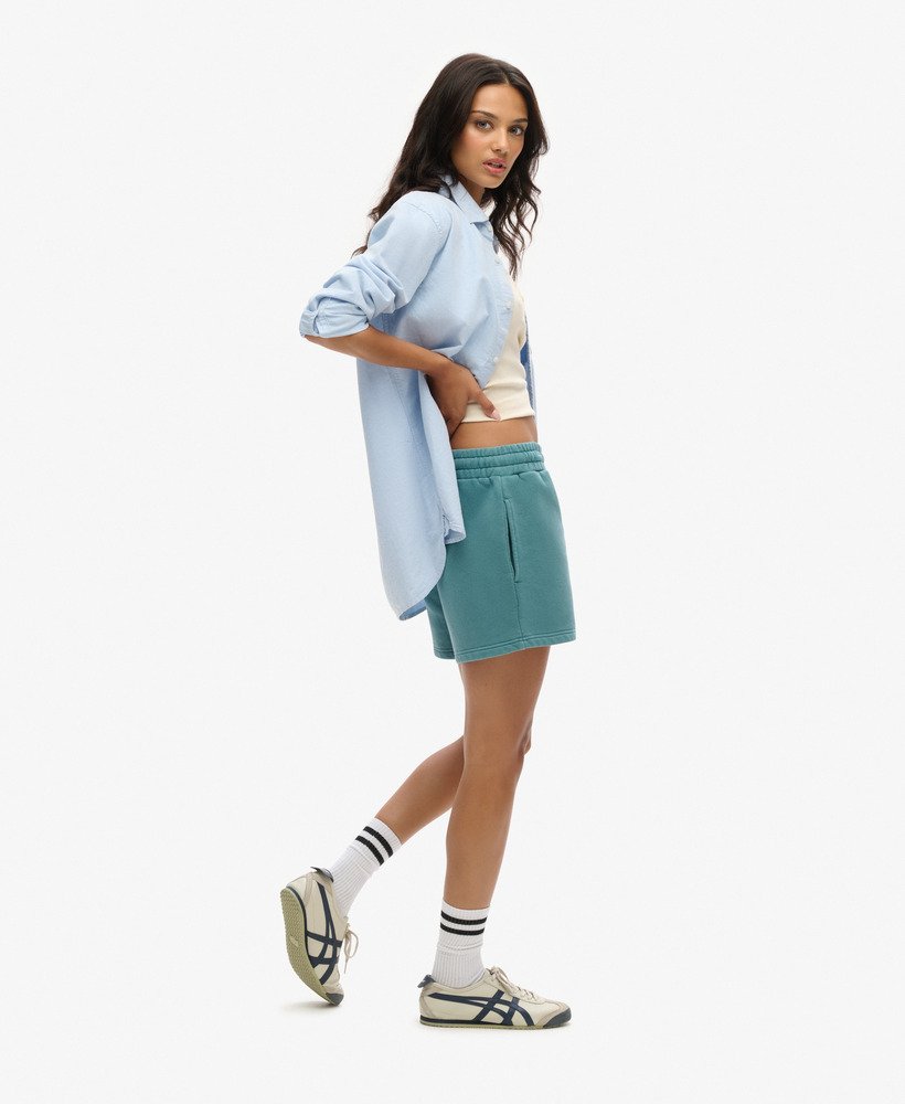 vintage wash sweat shorts in hydro dark turquoise