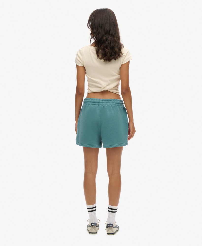 vintage wash sweat shorts in hydro dark turquoise