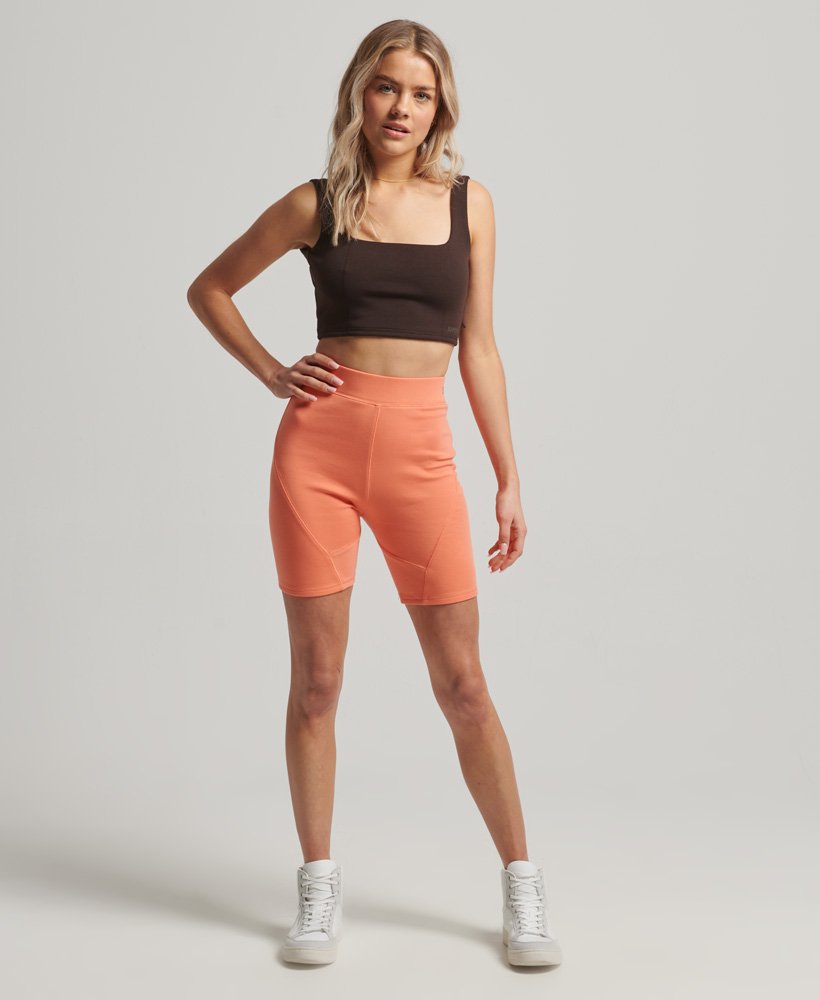 tech cycling shorts in pastelline coral