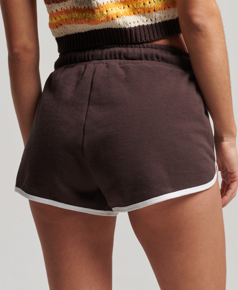 vintage jersey racer shorts in donkerbruinoptisch wit