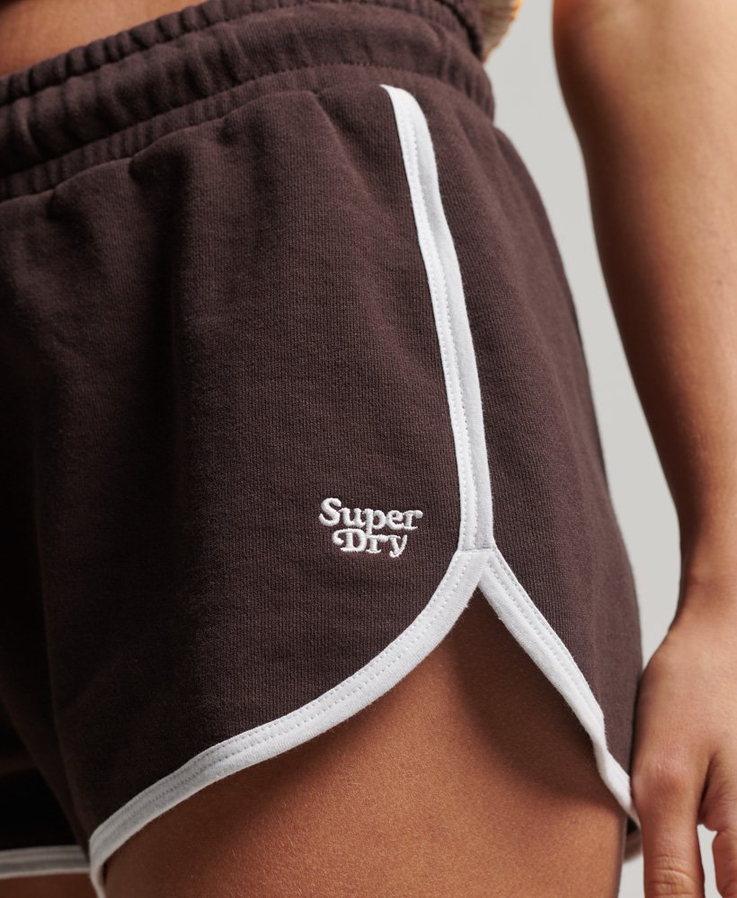 vintage jersey racer shorts in donkerbruinoptisch wit