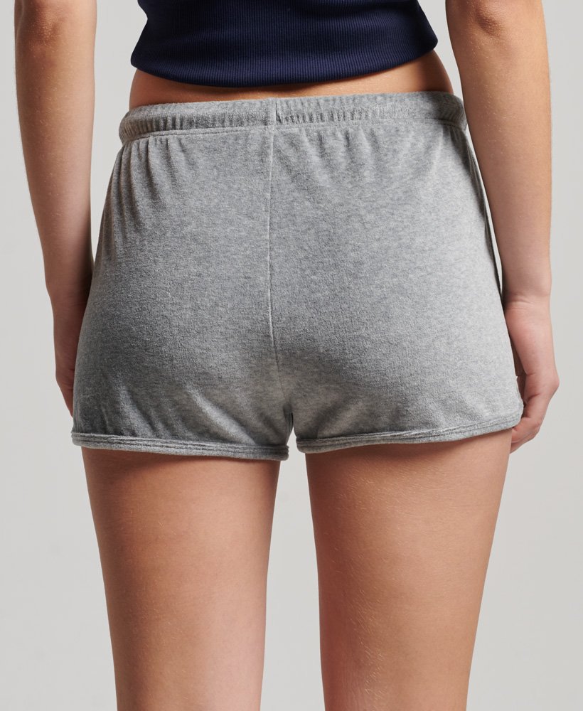 vintage logo velours raceshort in grijs gemêleerd