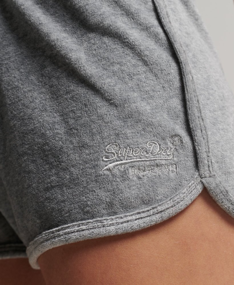 vintage logo velours raceshort in grijs gemêleerd
