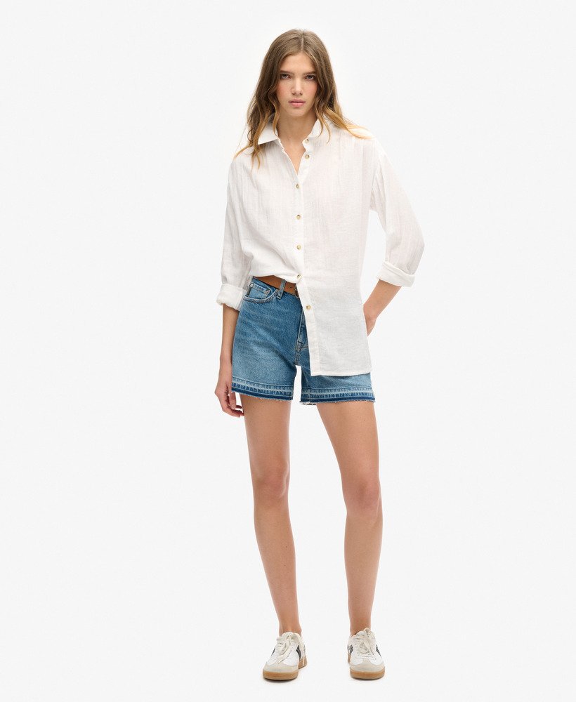 middelhoge afgesneden korte broek in fulton vintage blue
