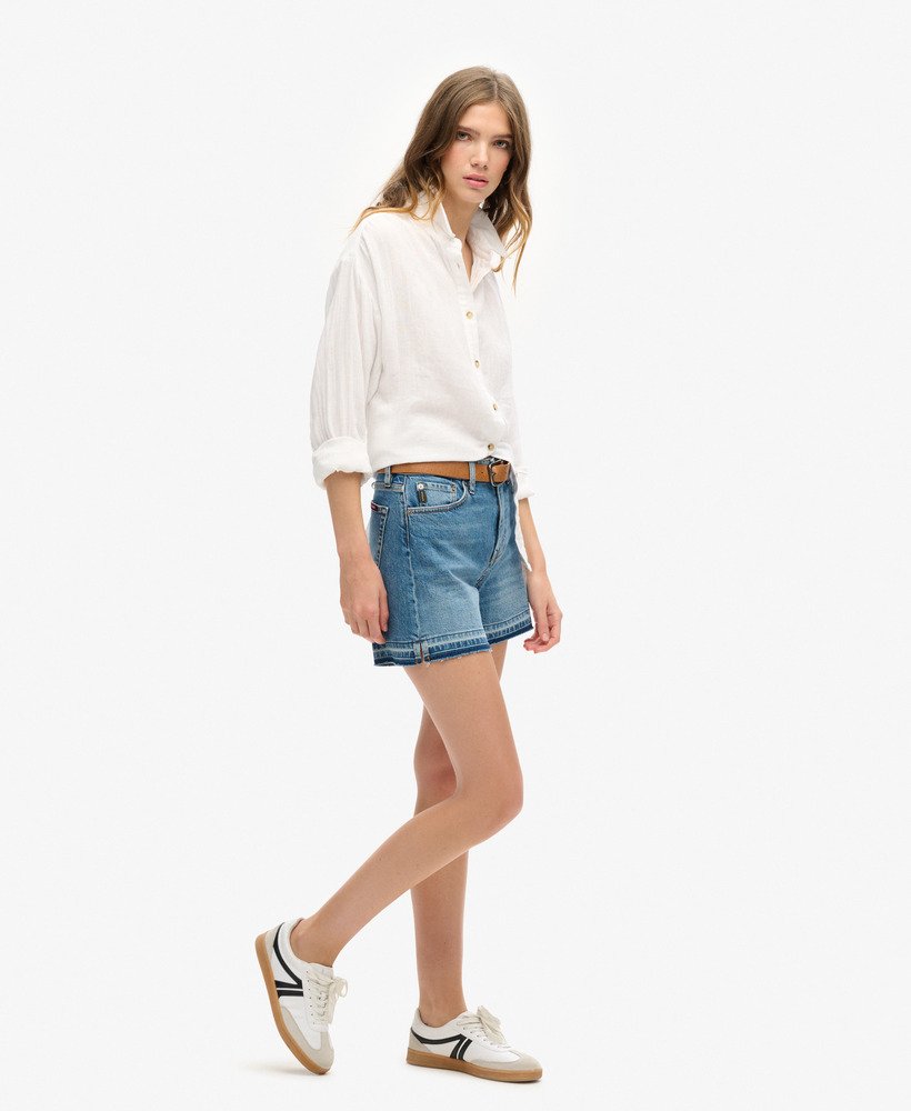 middelhoge afgesneden korte broek in fulton vintage blue