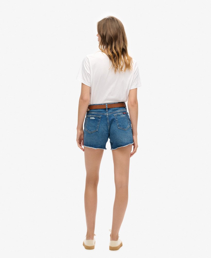 vintage slim fit shorts met middelhoge taille in salem lichtblauw.