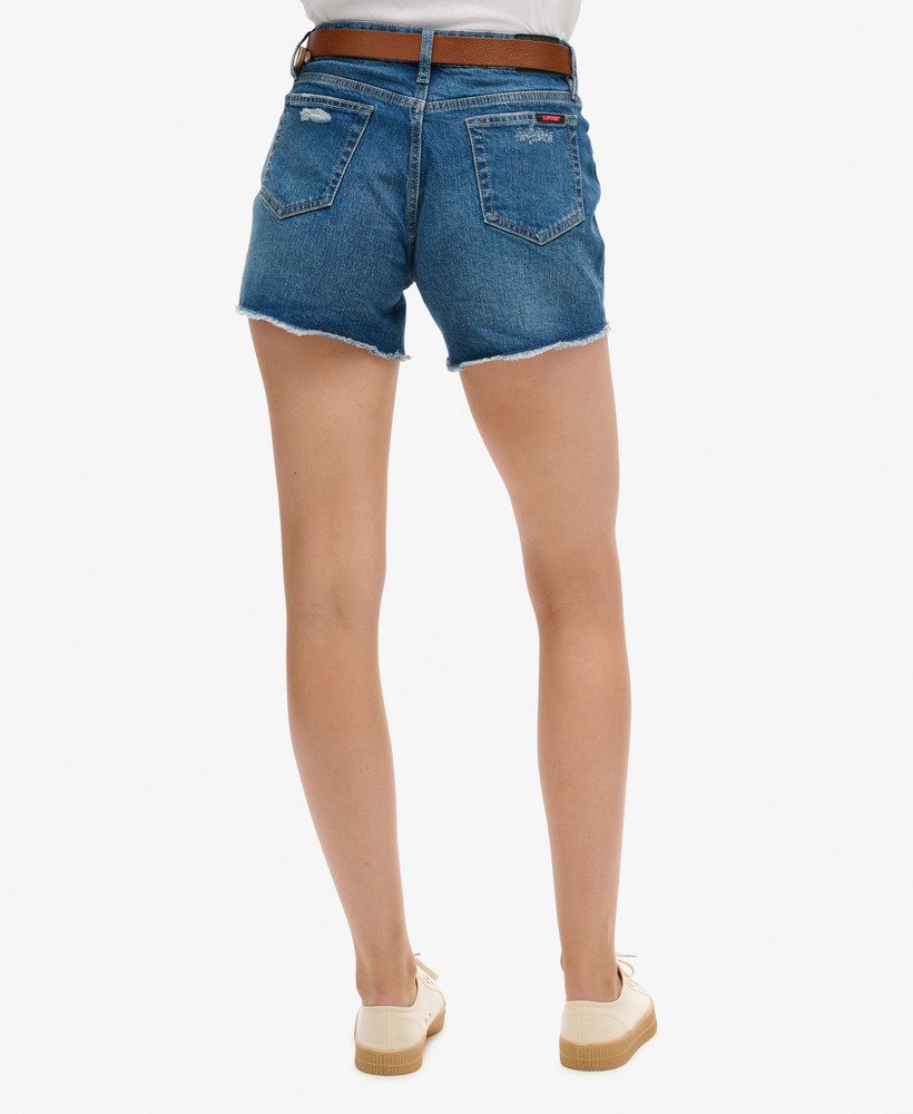 vintage slim fit shorts met middelhoge taille in salem lichtblauw.