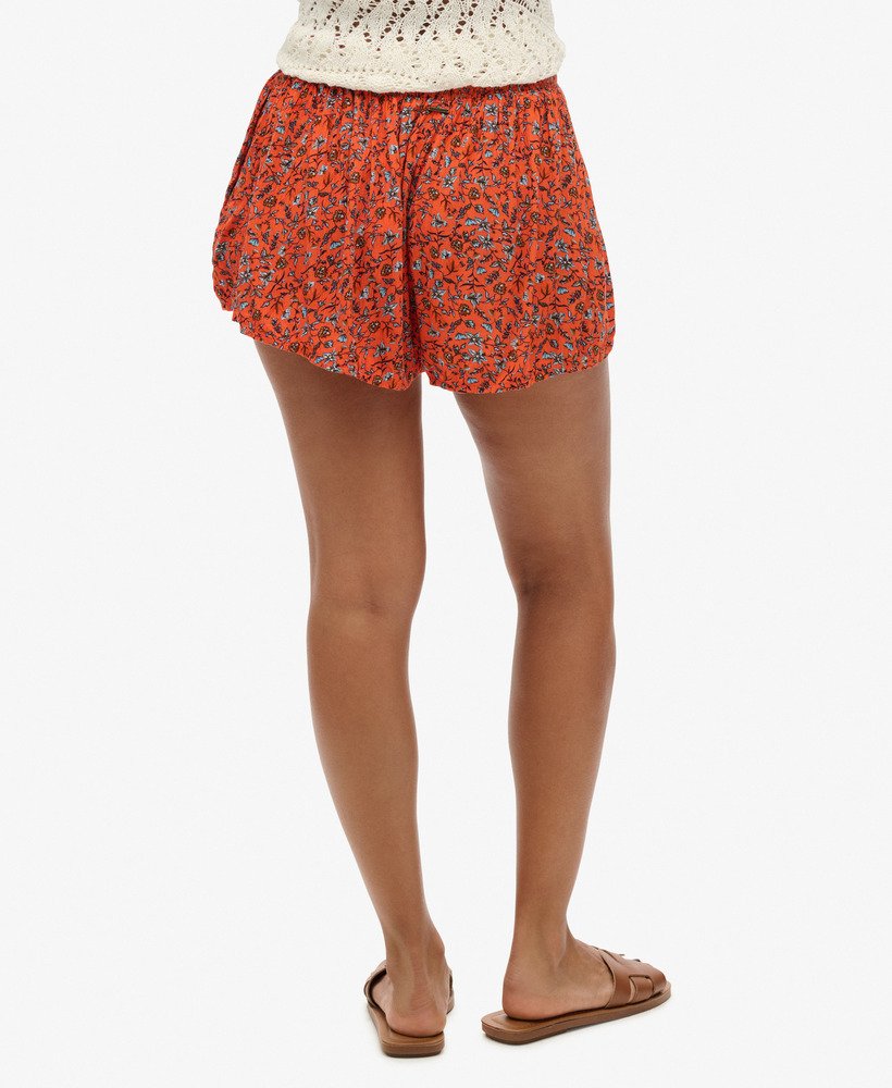 gerimpelde strandshorts in herfstbloesemoranje