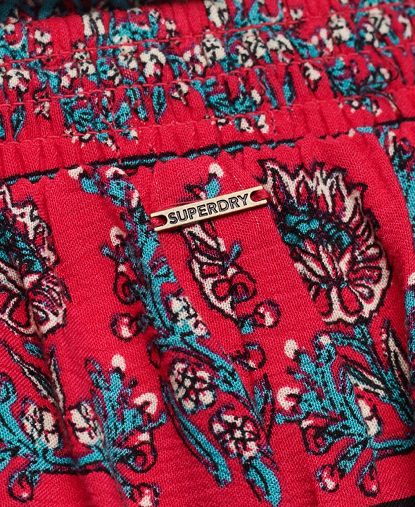 gerimpelde strandshorts in parijs paisley roze