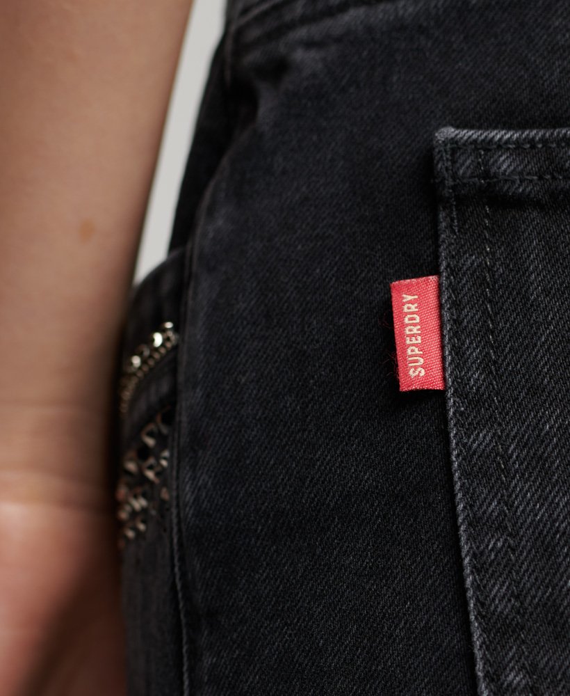 denim shorts met strasssteentjes in wisconsin washed black