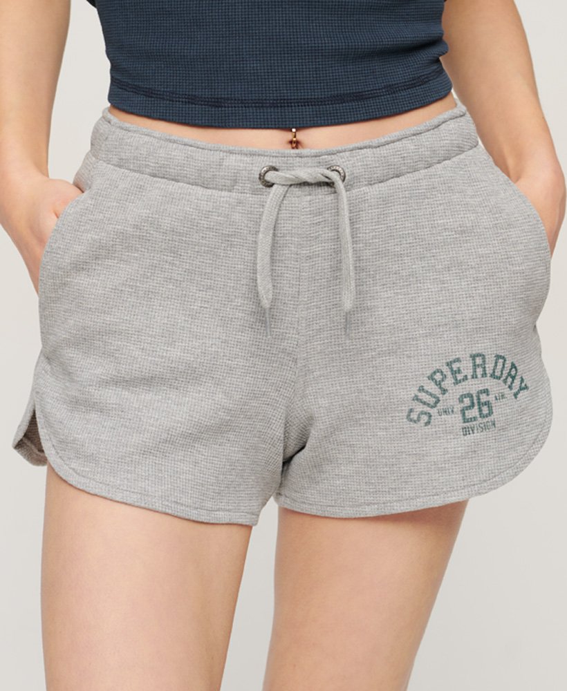 athletic essential waffle shorts in grey marl