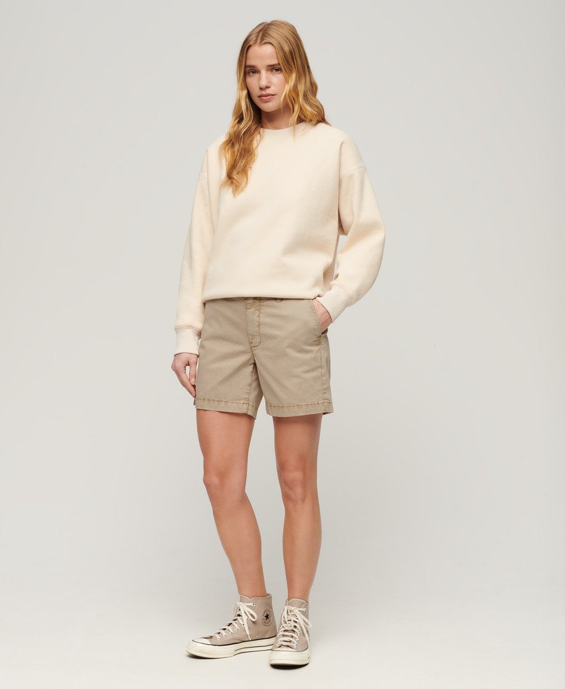 klassieke chino shorts in stonewash taupebruin.