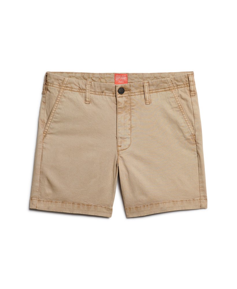 klassieke chino shorts in stonewash taupebruin.
