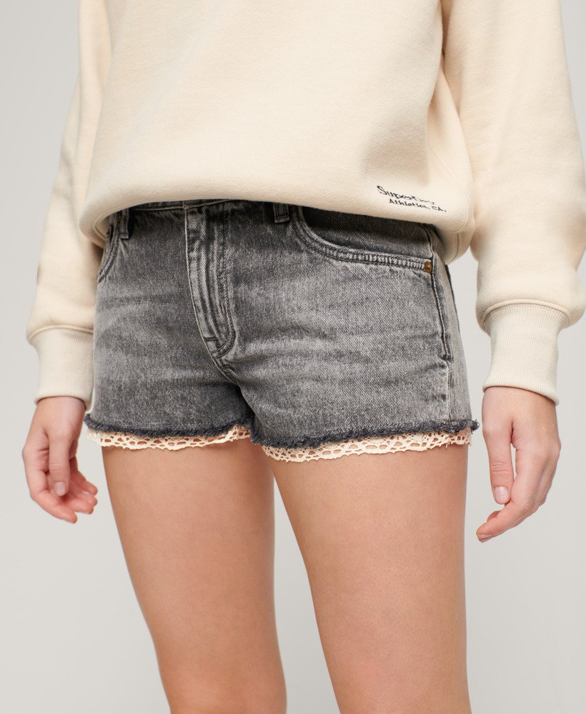denim hot shorts in desert vintage silver