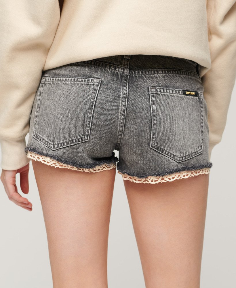denim hot shorts in desert vintage silver