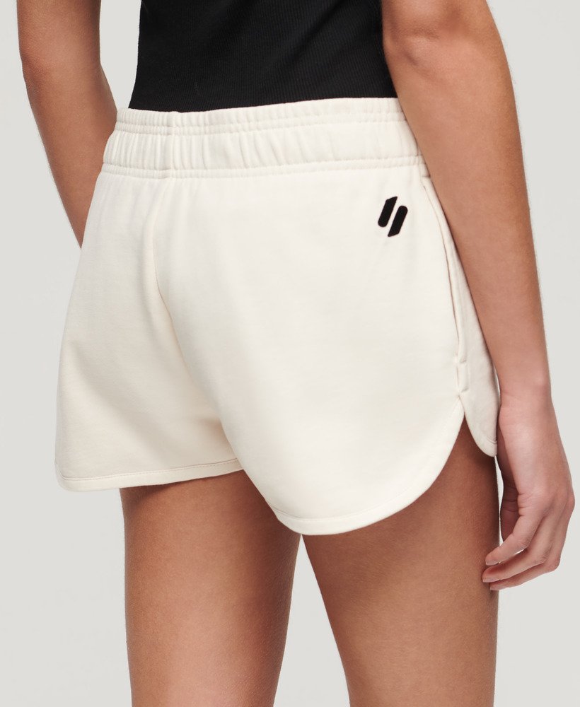 sportieve racershorts met logo in rijstwit