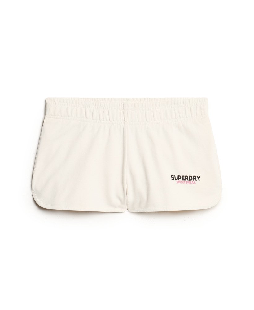 sportieve racershorts met logo in rijstwit