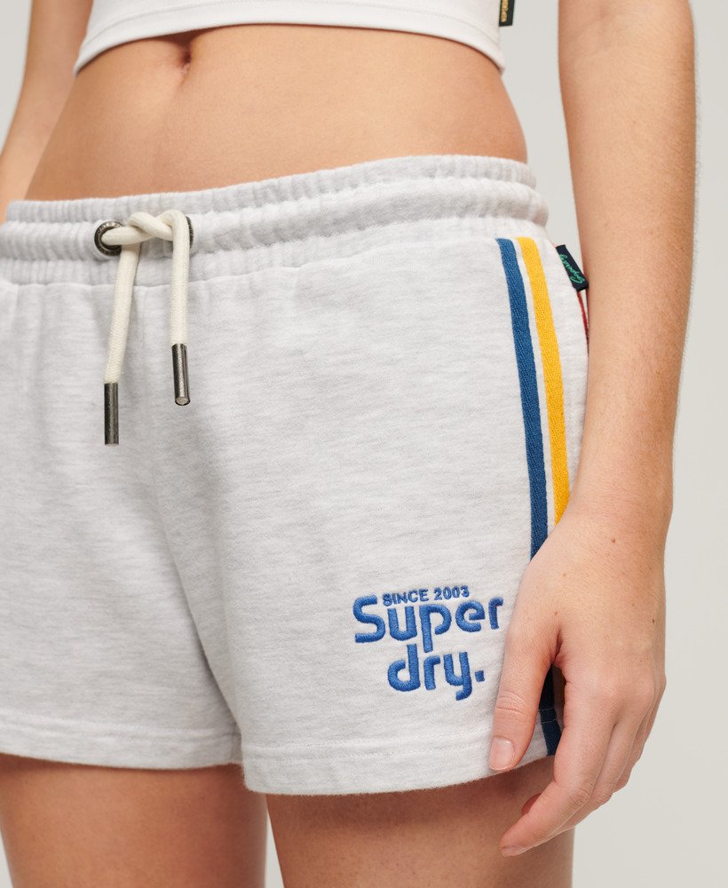 shorts met regenboogkleurige zijstreep en logo in ijsgrijs gemêleerd