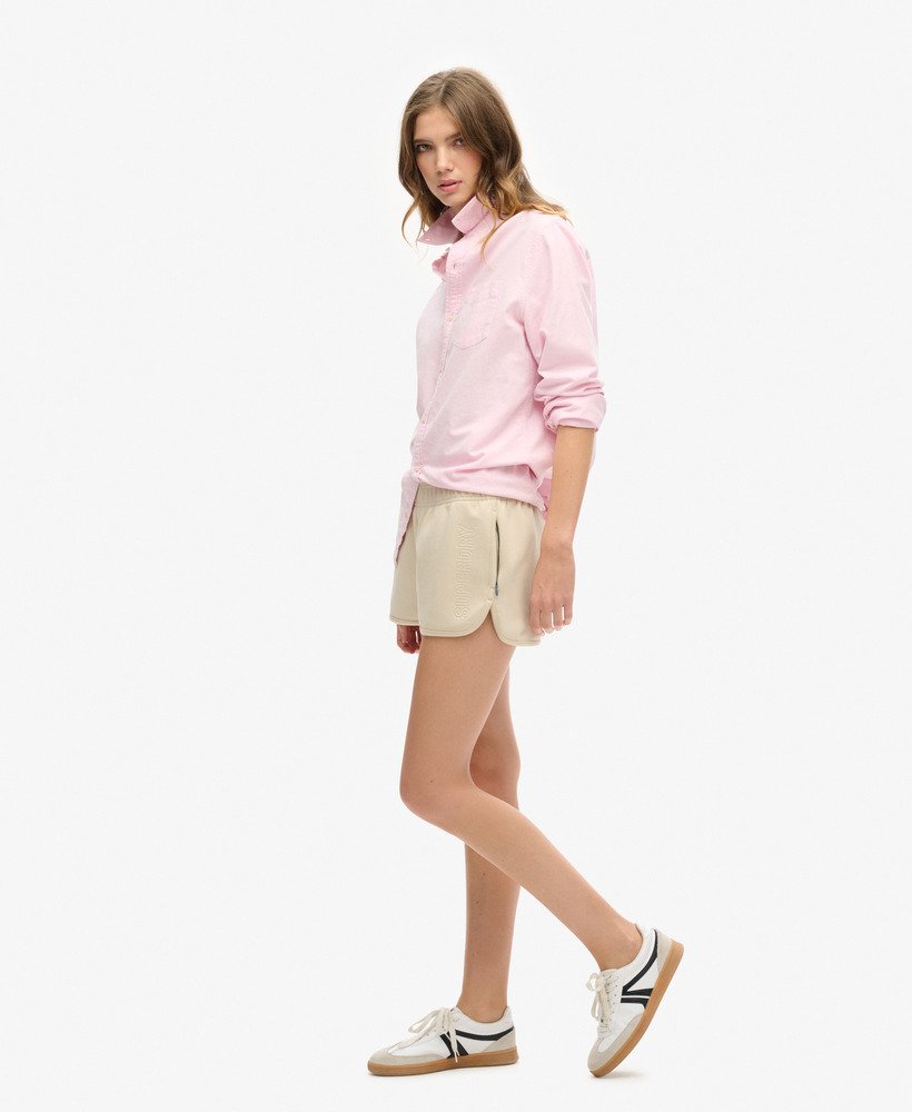 sports tech racer shorts in pelican beige