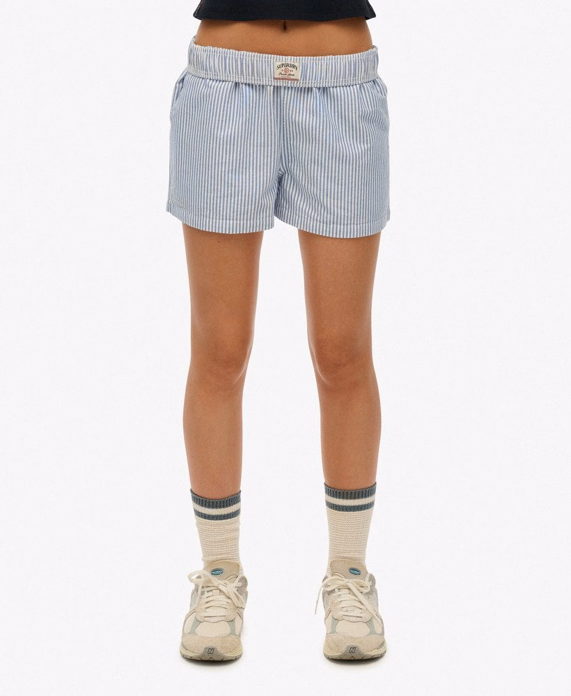 Biologisch katoenen gestreepte shorts met elastische tailleband