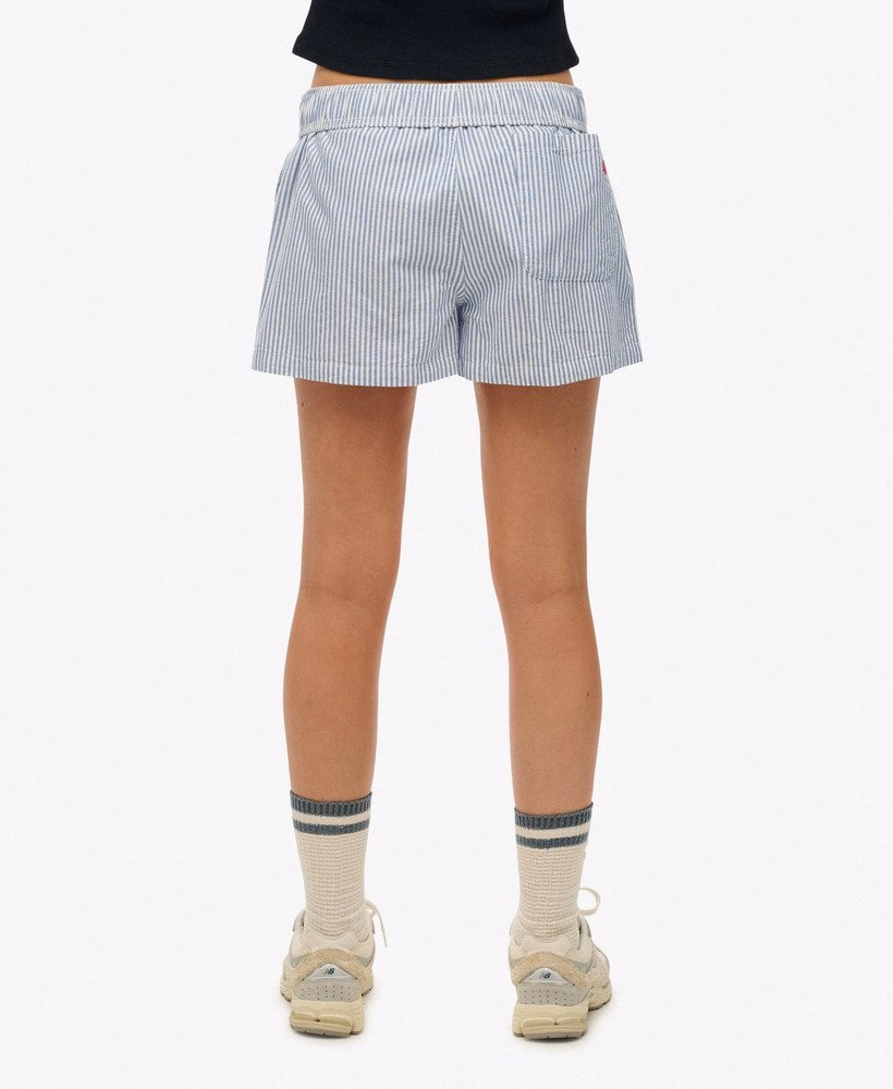 Biologisch katoenen gestreepte shorts met elastische tailleband