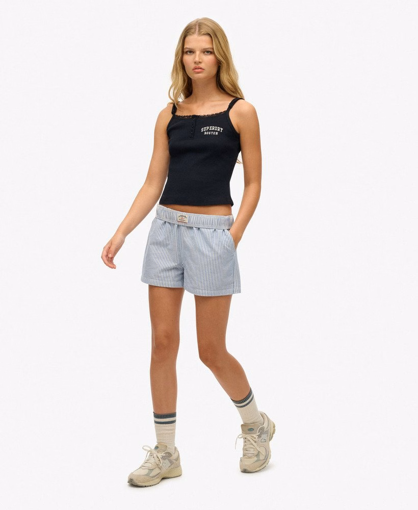 Biologisch katoenen gestreepte shorts met elastische tailleband