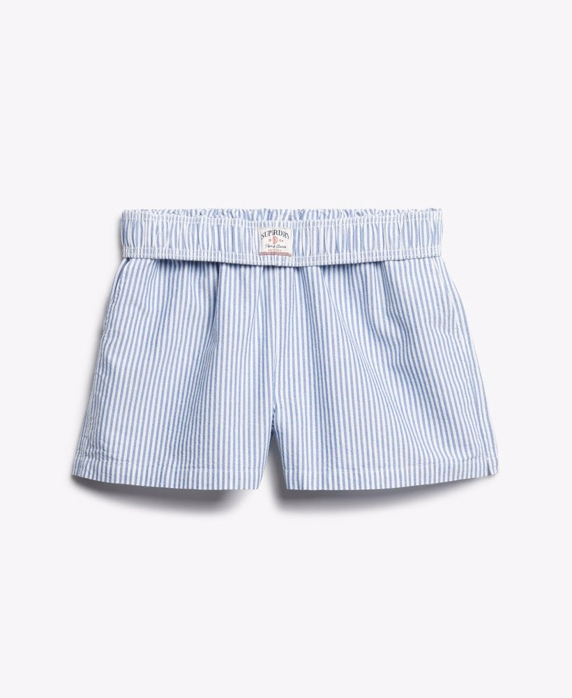 Biologisch katoenen gestreepte shorts met elastische tailleband
