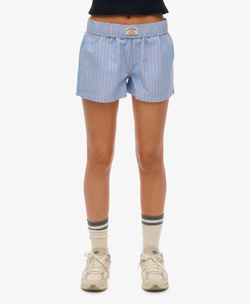 Biologisch katoenen gestreepte shorts met elastische tailleband