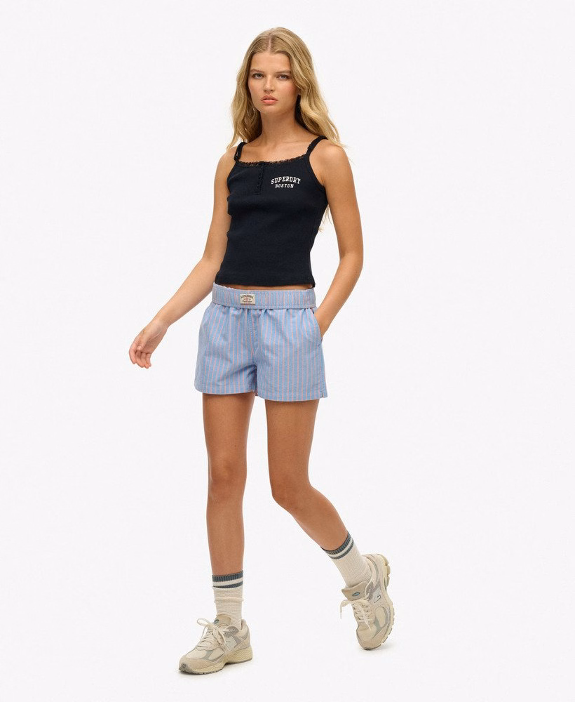 Biologisch katoenen gestreepte shorts met elastische tailleband