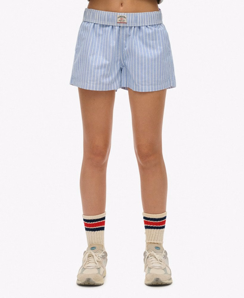 Biologisch katoenen gestreepte shorts met elastische tailleband
