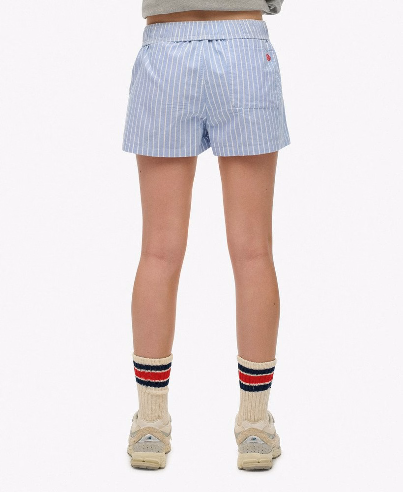 Biologisch katoenen gestreepte shorts met elastische tailleband
