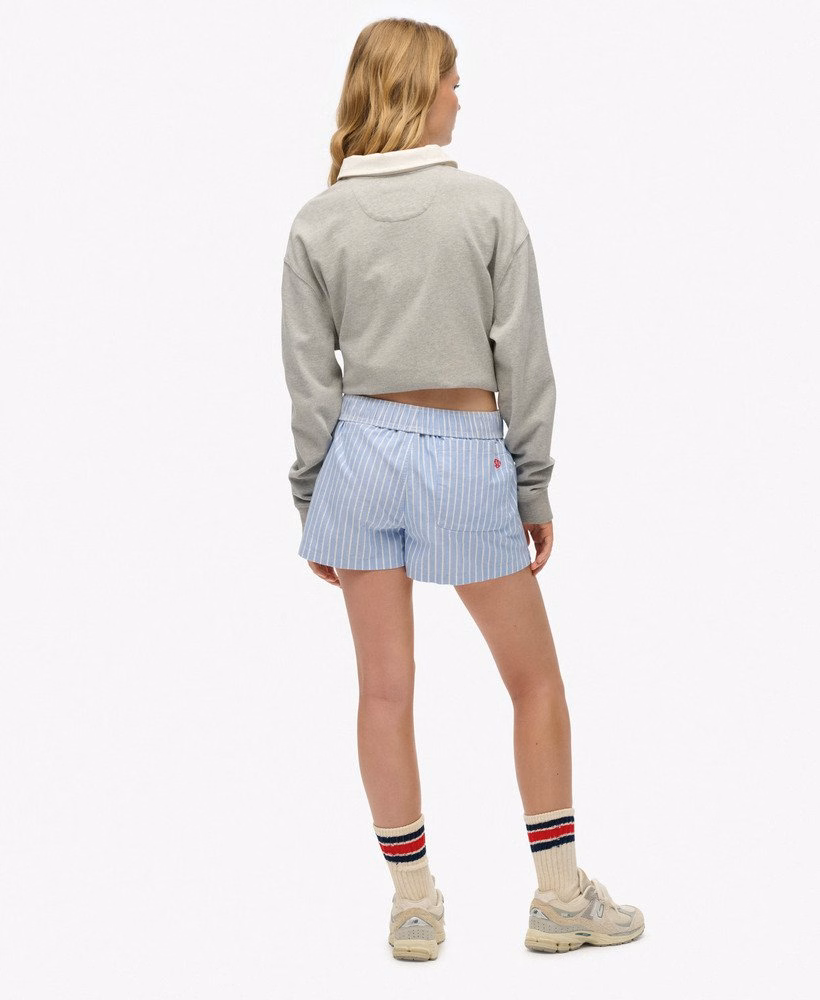 Biologisch katoenen gestreepte shorts met elastische tailleband
