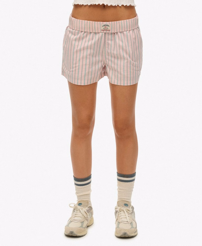Biologisch katoenen gestreepte shorts met elastische tailleband