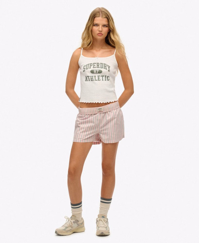 Biologisch katoenen gestreepte shorts met elastische tailleband