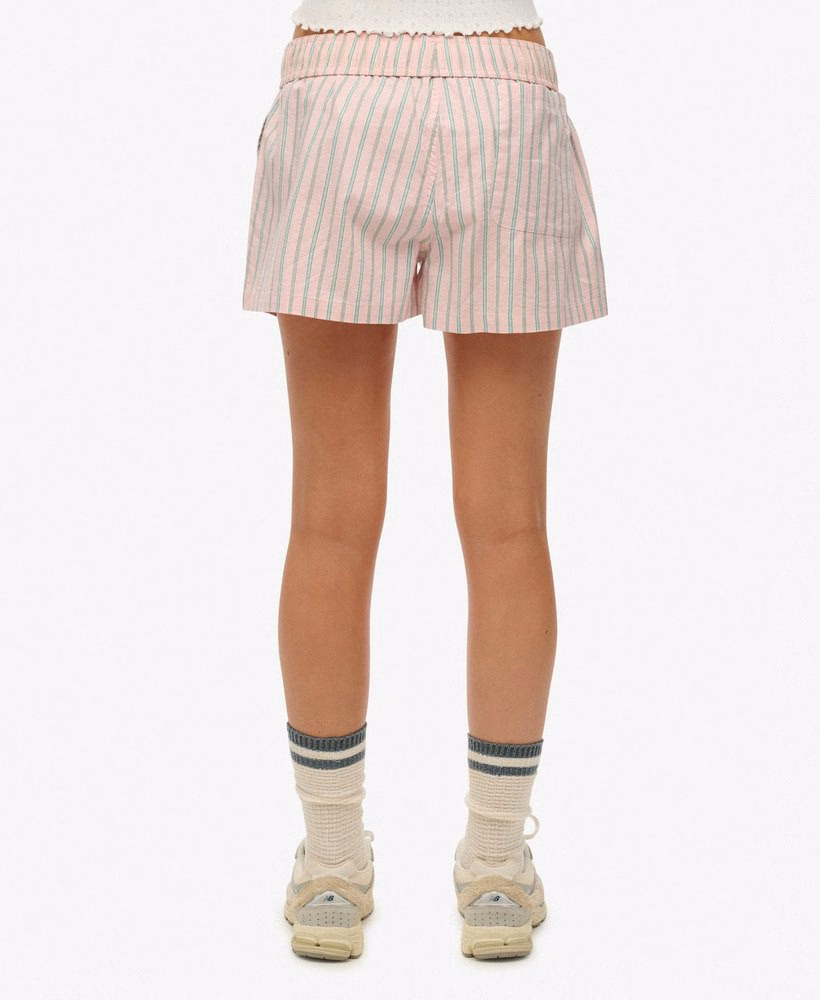 Biologisch katoenen gestreepte shorts met elastische tailleband