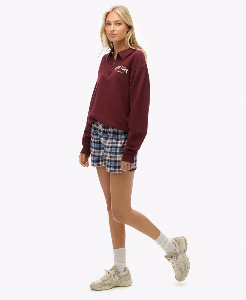 Katoenen geruite elastische shorts
