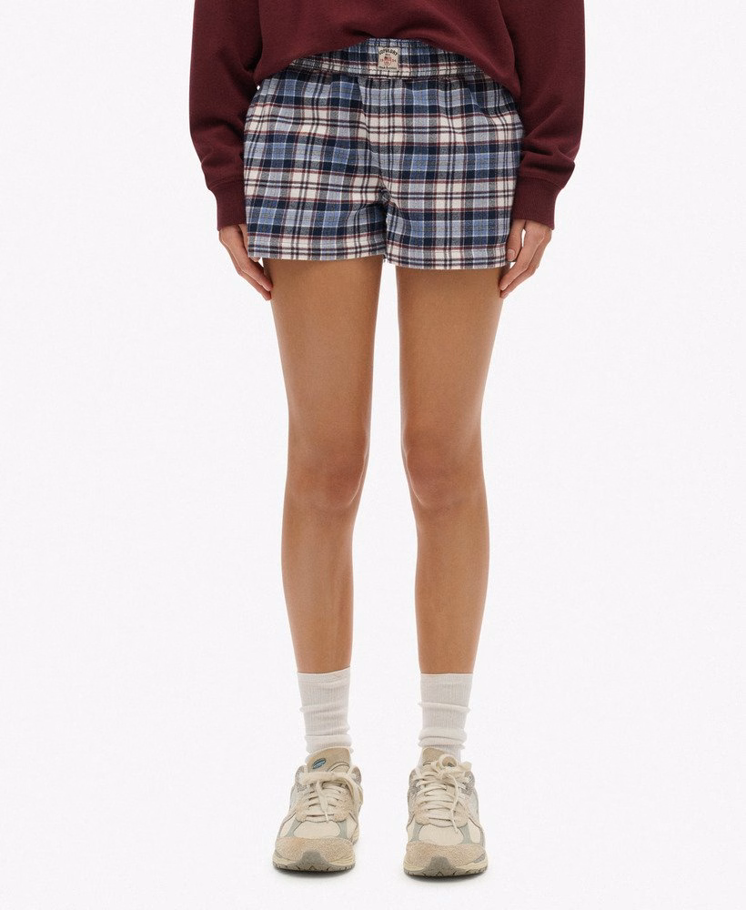 Katoenen geruite elastische shorts