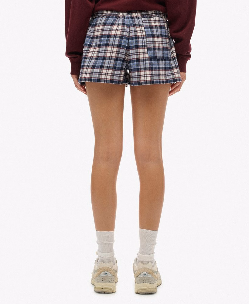 Katoenen geruite elastische shorts