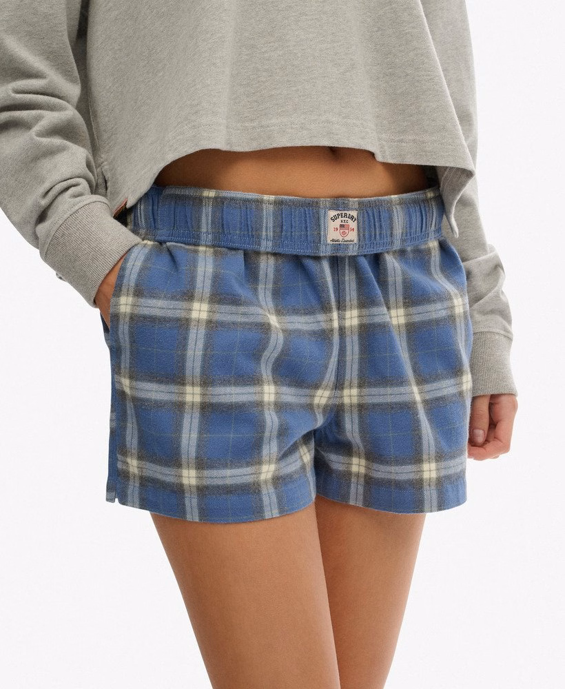 Katoenen geruite elastische shorts
