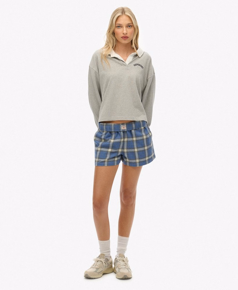 Katoenen geruite elastische shorts
