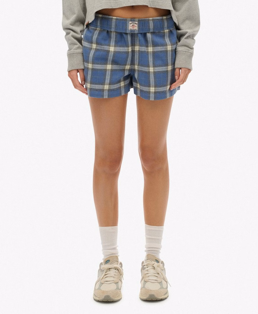 Katoenen geruite elastische shorts