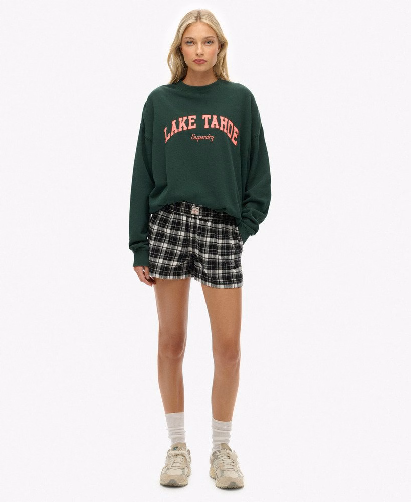 Katoenen geruite elastische shorts