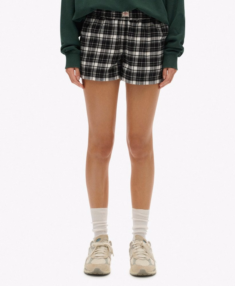 Katoenen geruite elastische shorts