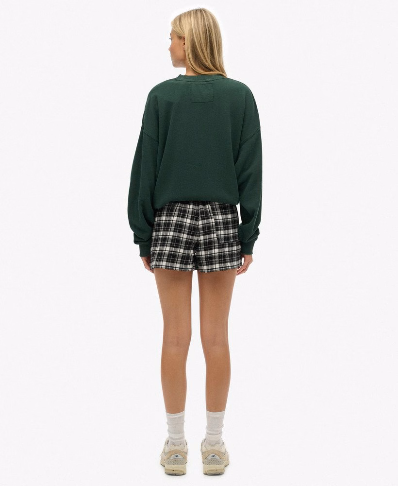 Katoenen geruite elastische shorts