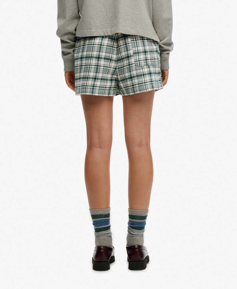 Katoenen geruite elastische shorts