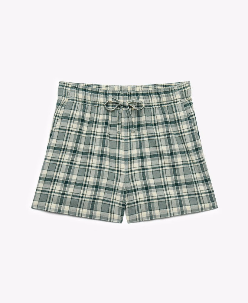 Katoenen geruite elastische shorts