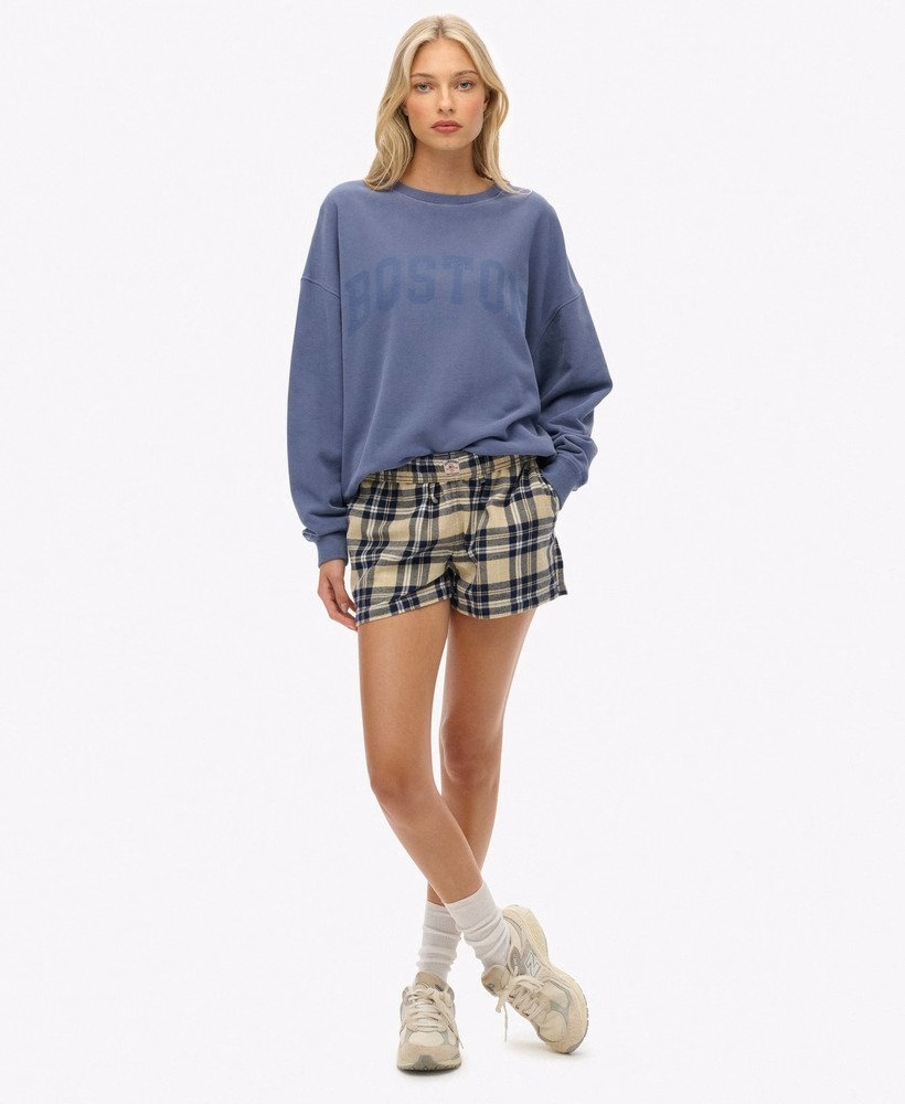 Katoenen geruite elastische shorts