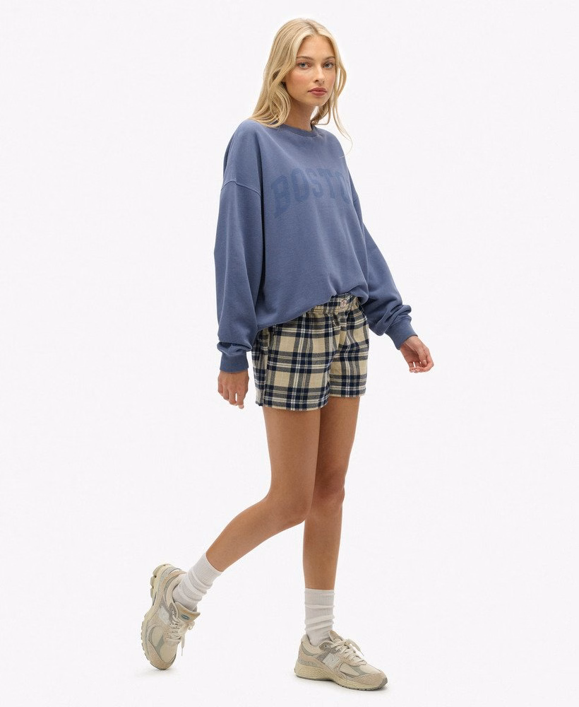 Katoenen geruite elastische shorts