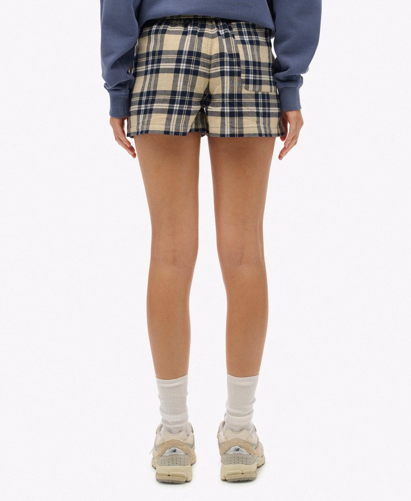Katoenen geruite elastische shorts
